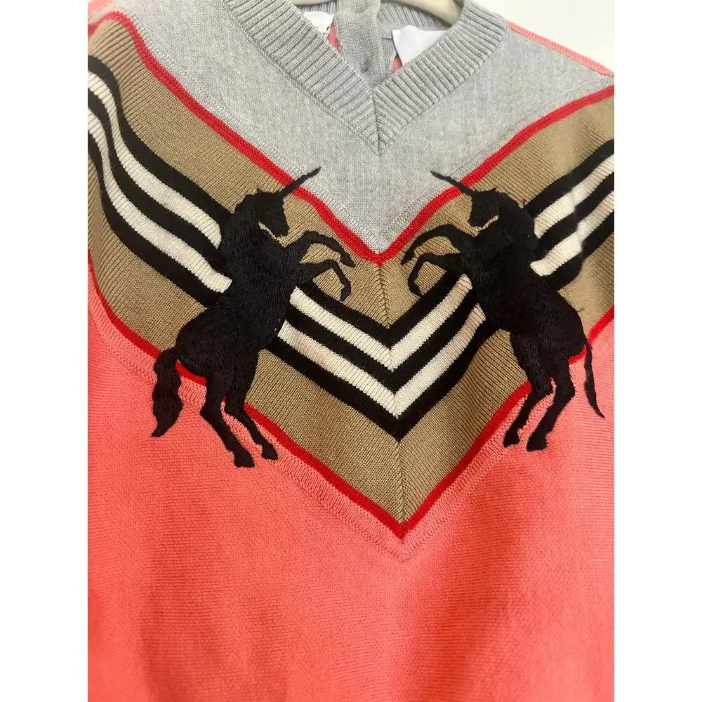 Burberry Pink Icon Wool Sweater 2T Authentic Unicorn Baby Girl Kids‎ Old Money